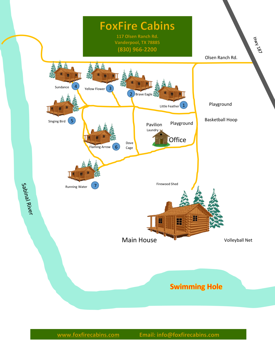 FoxFire Cabins Map